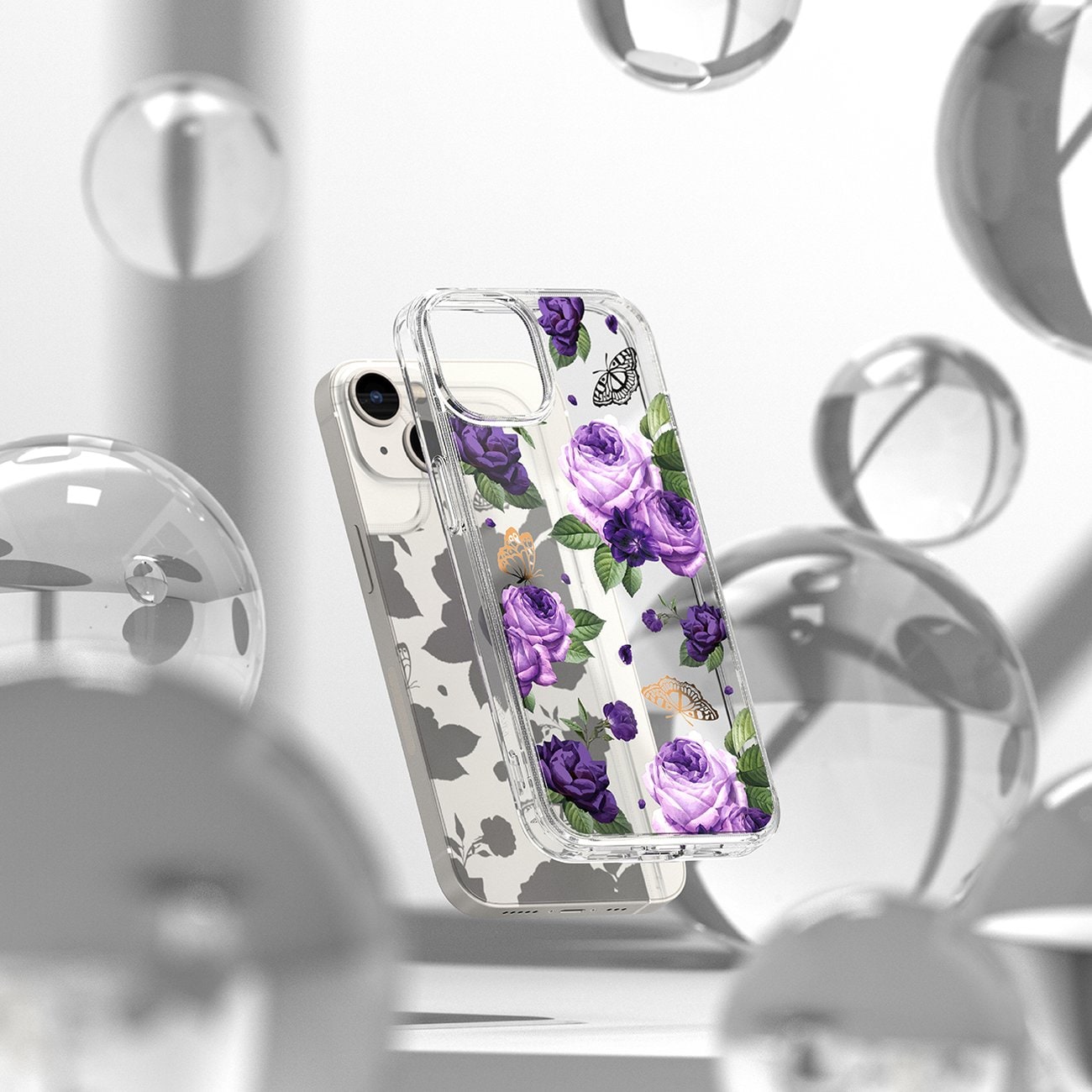 Ringke Fusion Design panssaroitu kansi geelirunko iPhone 14 Plus läpinäkyvä (violetti ruusu)
