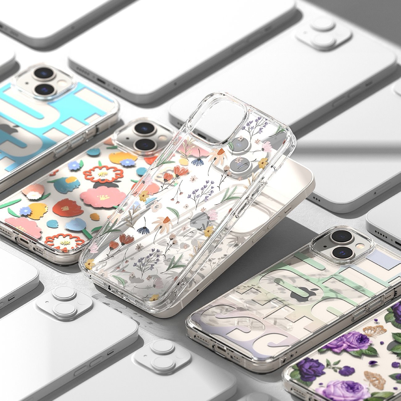 Ringke Fusion Design panssaroitu kansi geelirunko iPhone 14 Plus läpinäkyvä (violetti ruusu)