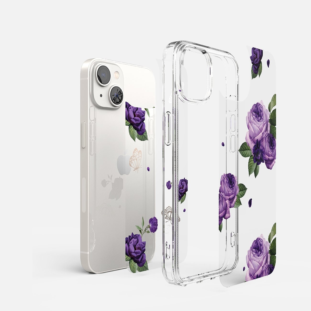 Ringke Fusion Design panssaroitu kansi geelirunko iPhone 14 Plus läpinäkyvä (violetti ruusu)