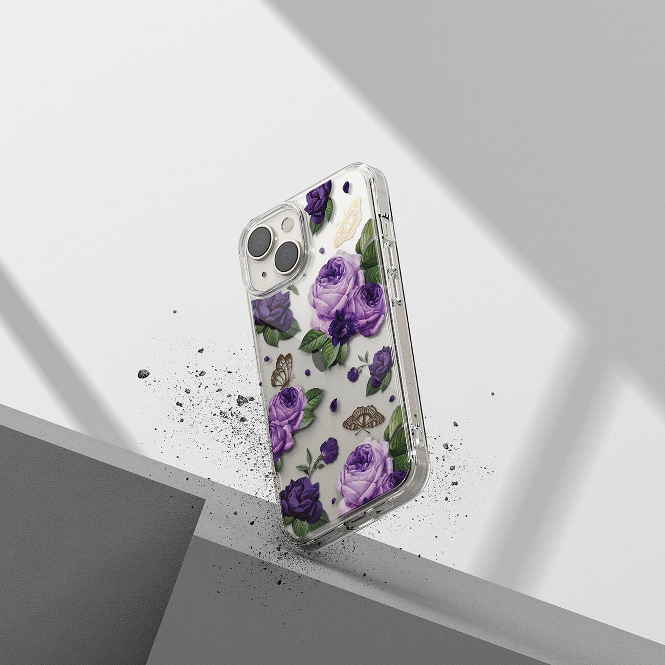 Ringke Fusion Design panssaroitu kansi geelirunko iPhone 14 Plus läpinäkyvä (violetti ruusu)