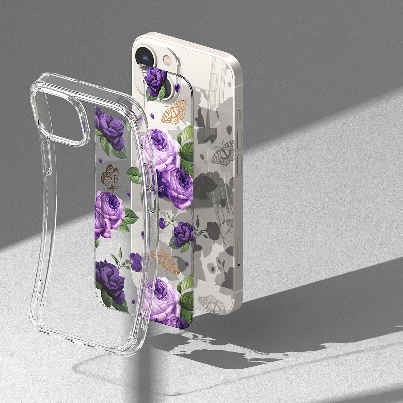 Ringke Fusion Design panssaroitu kansi geelirunko iPhone 14 Plus läpinäkyvä (violetti ruusu)