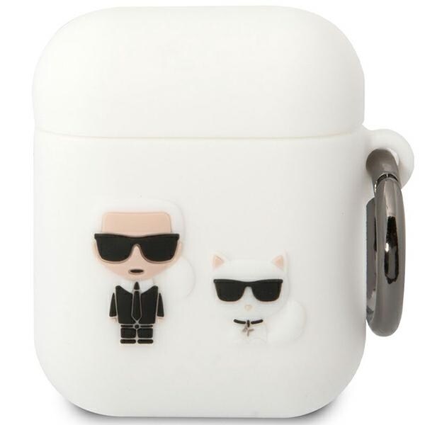 Karl Lagerfeld KLACA2SILKCW AirPods 1/2 suojus valkoinen/valkoinen Silikoni Karl & Choupette