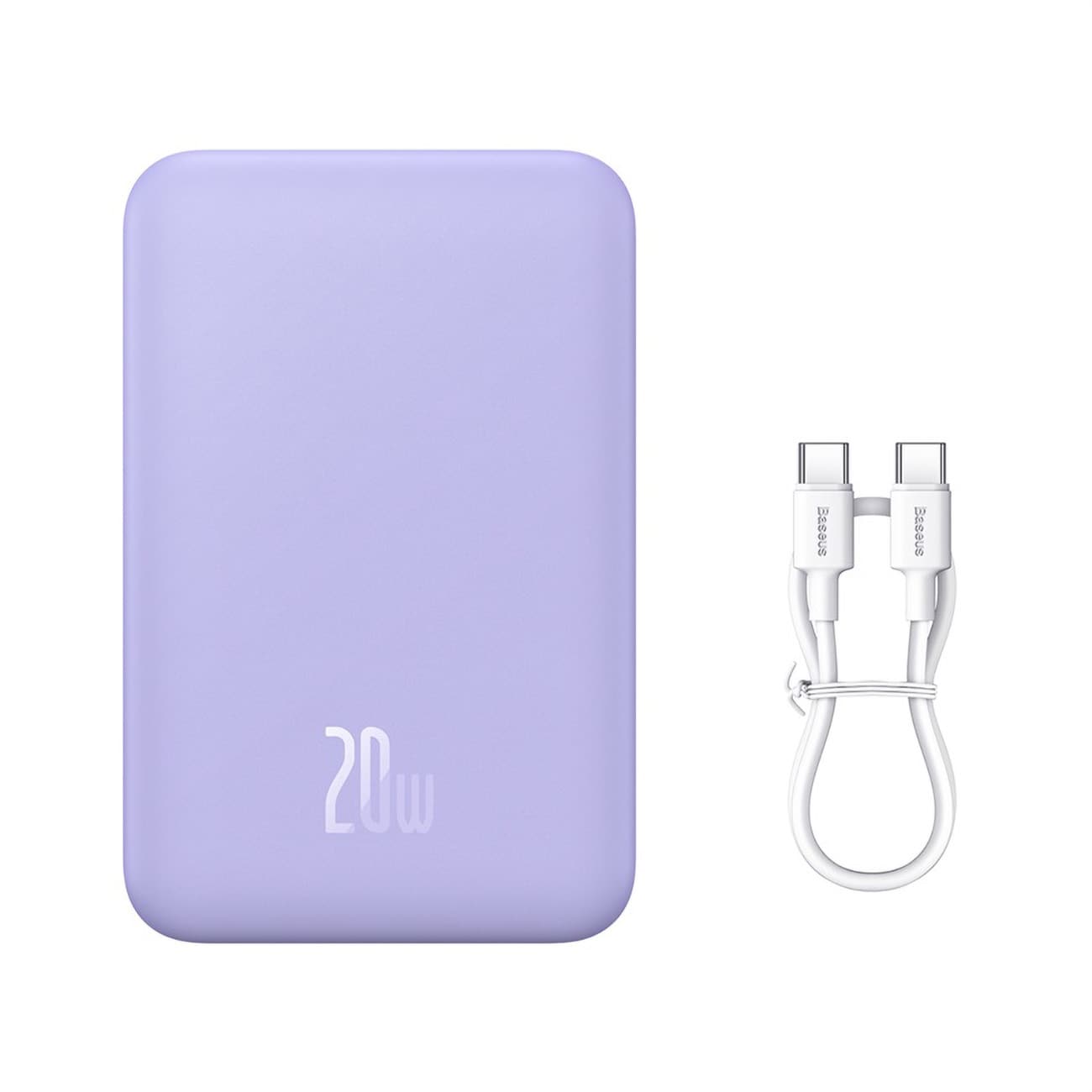 Baseus Magnetic Mini 20000 mAh 20W Powerbank - violetti + USB-C / USB-C kaapeli