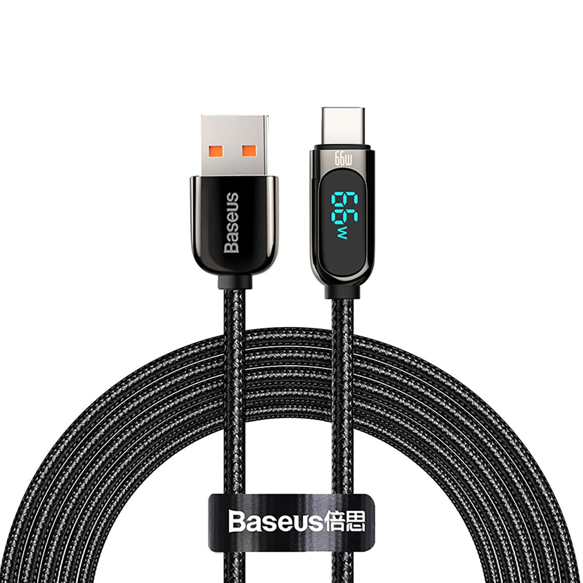 Baseus Näyttö Pikalataus USB-A / USB-C 66W 1 m kaapeli - musta
