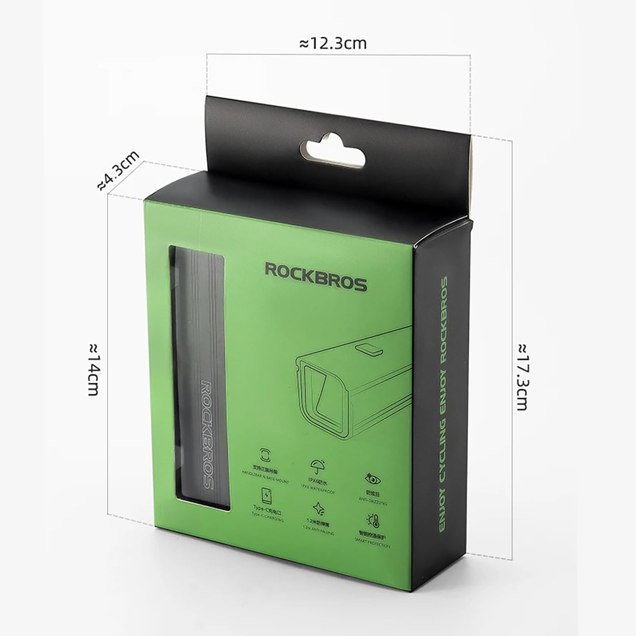 Rockbros RHL1500 etupyörän valo 5000mAh 1500lm IPX6 - musta