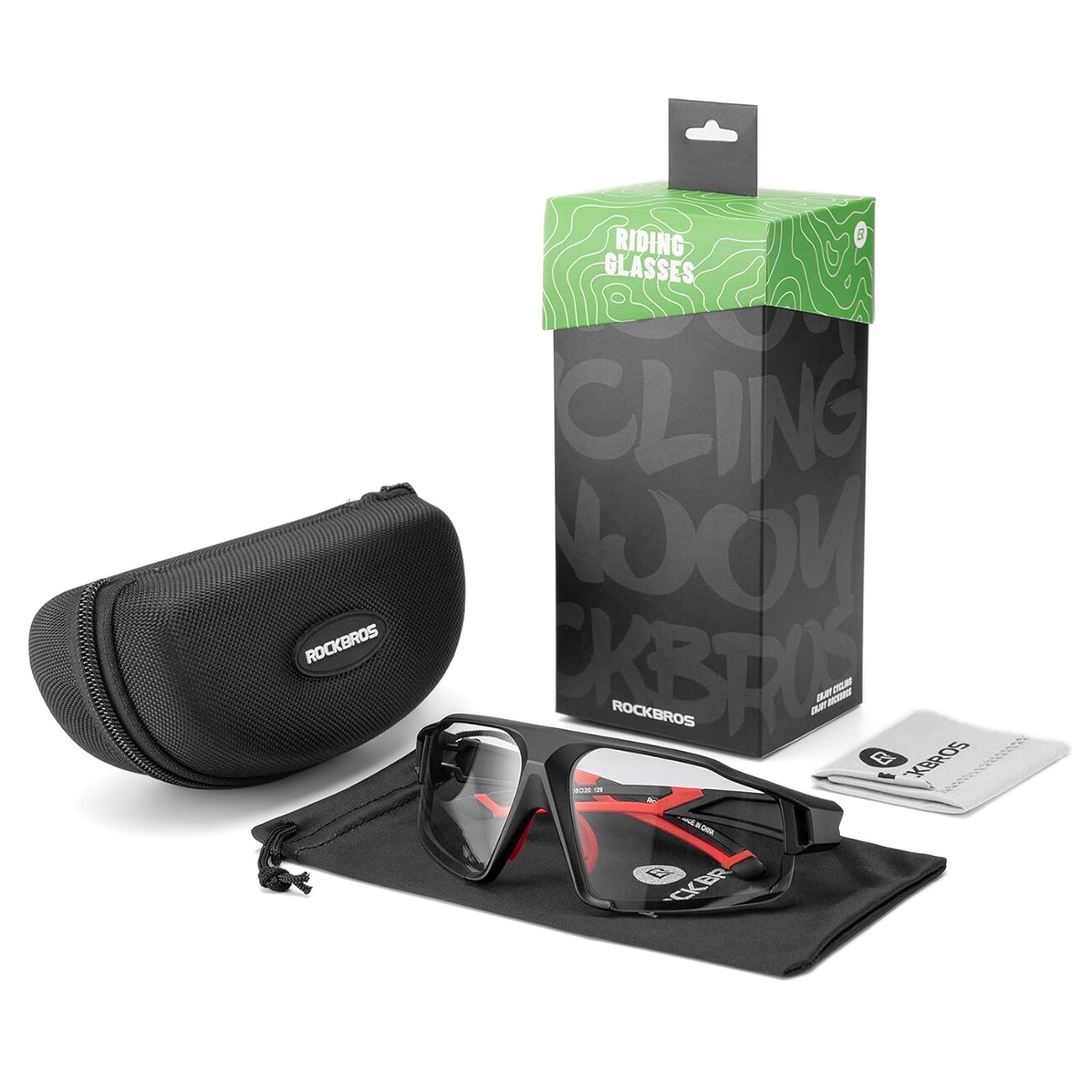 Rockbros SP216BK fotokromaattiset UV400 pyöräilylasit - musta ja punainen