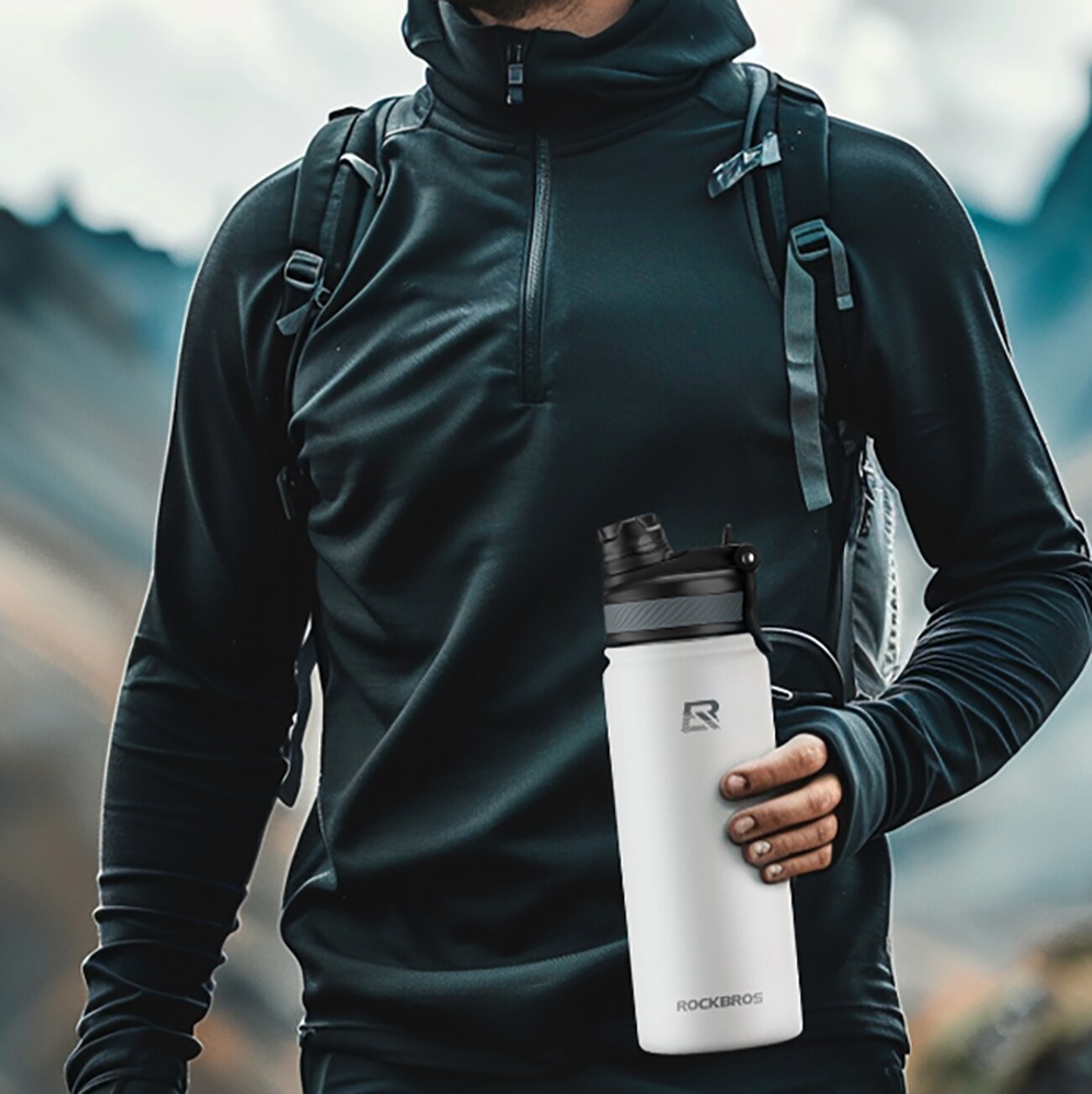 Rockbros 35210029005 lämpöpolkupyöräpullo juomille 550 ml - valkoinen