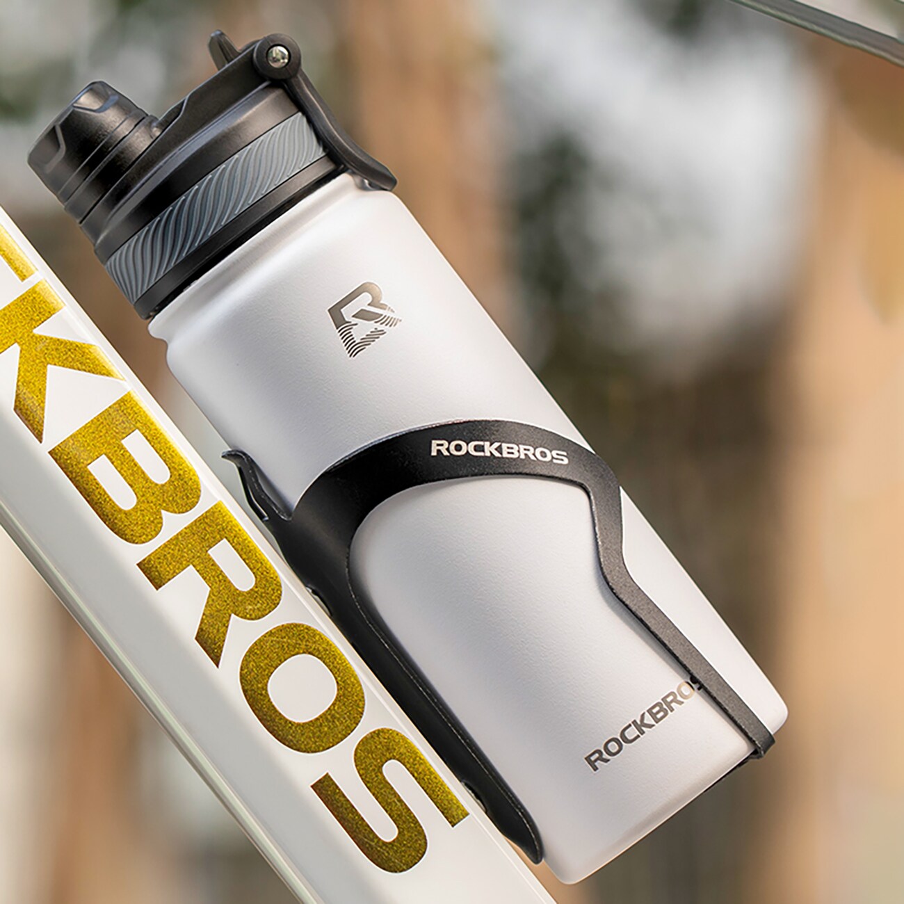Rockbros 35210029005 lämpöpolkupyöräpullo juomille 550 ml - valkoinen