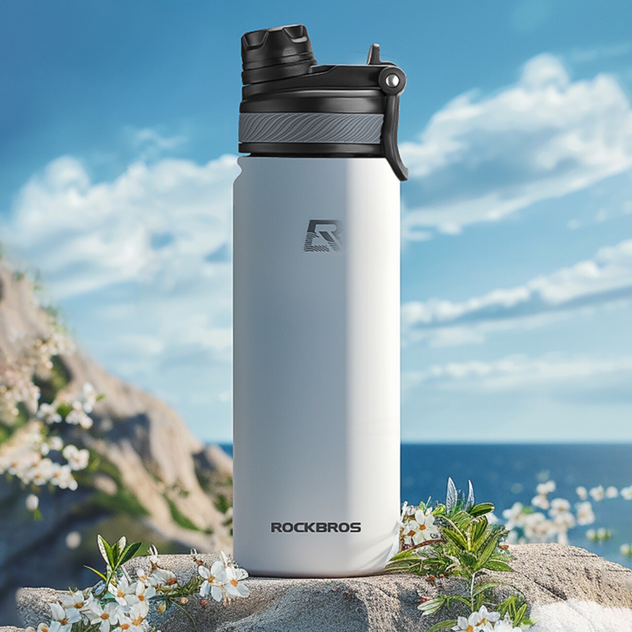 Rockbros 35210029006 lämpöpolkupyöräpullo juomille 650 ml - valkoinen