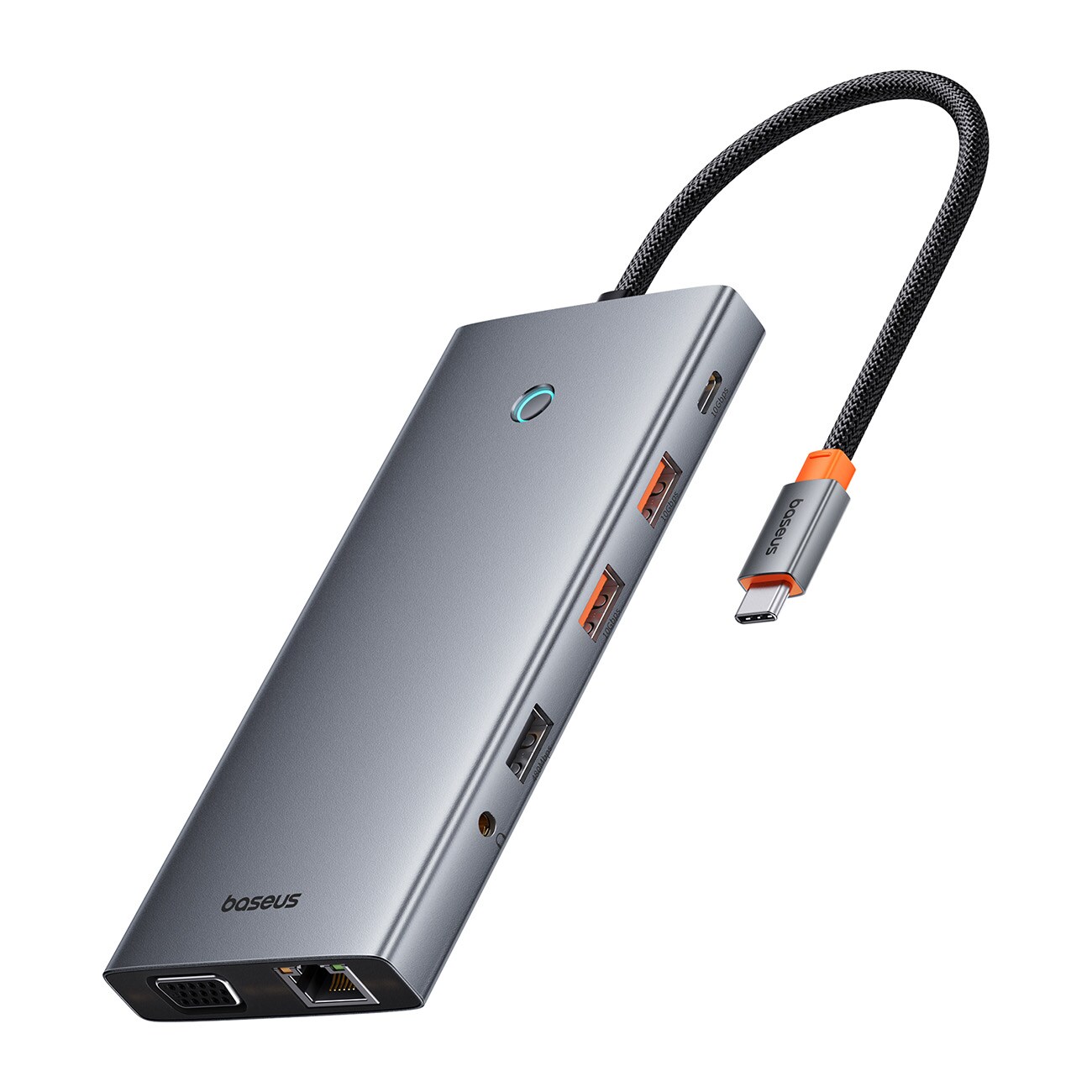 HUB Baseus PortalJoy Series 13in1 USB-C - 2x HDMI/DP/VGA/USB-A/C/PD/RJ45/SD/TF/AUX - harmaa