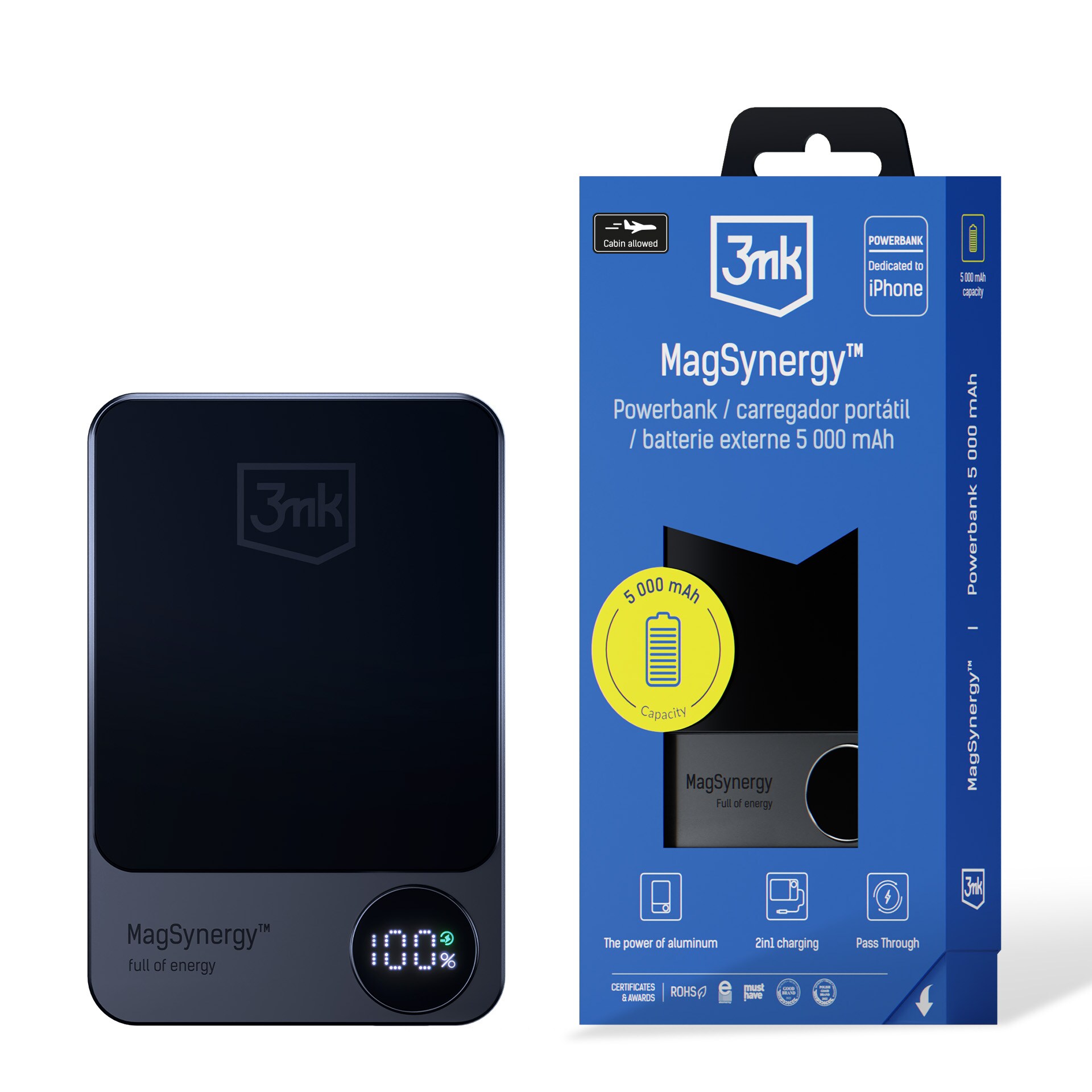 Powerbank 3mk MagSynergy with MagSafe 5000 mAh 18W - musta