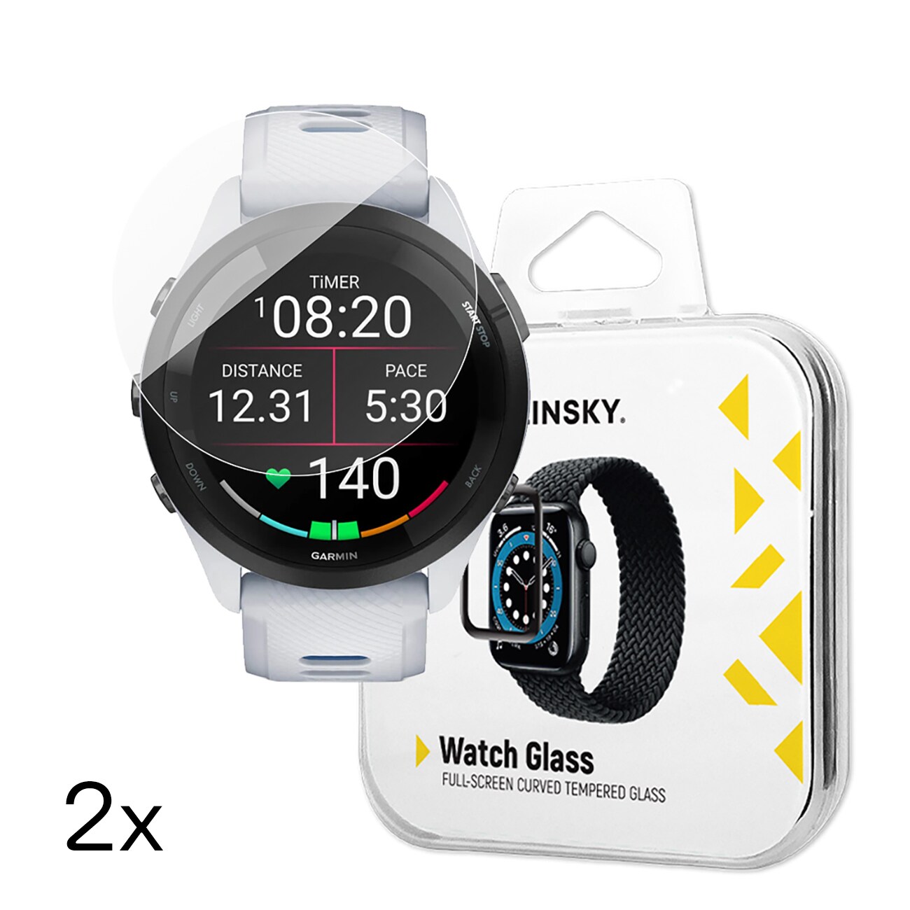 Wozinsky Täysliimattu karkaistu lasi Garmin Forerunner 265S 46mm puhelimeen (2 kpl)