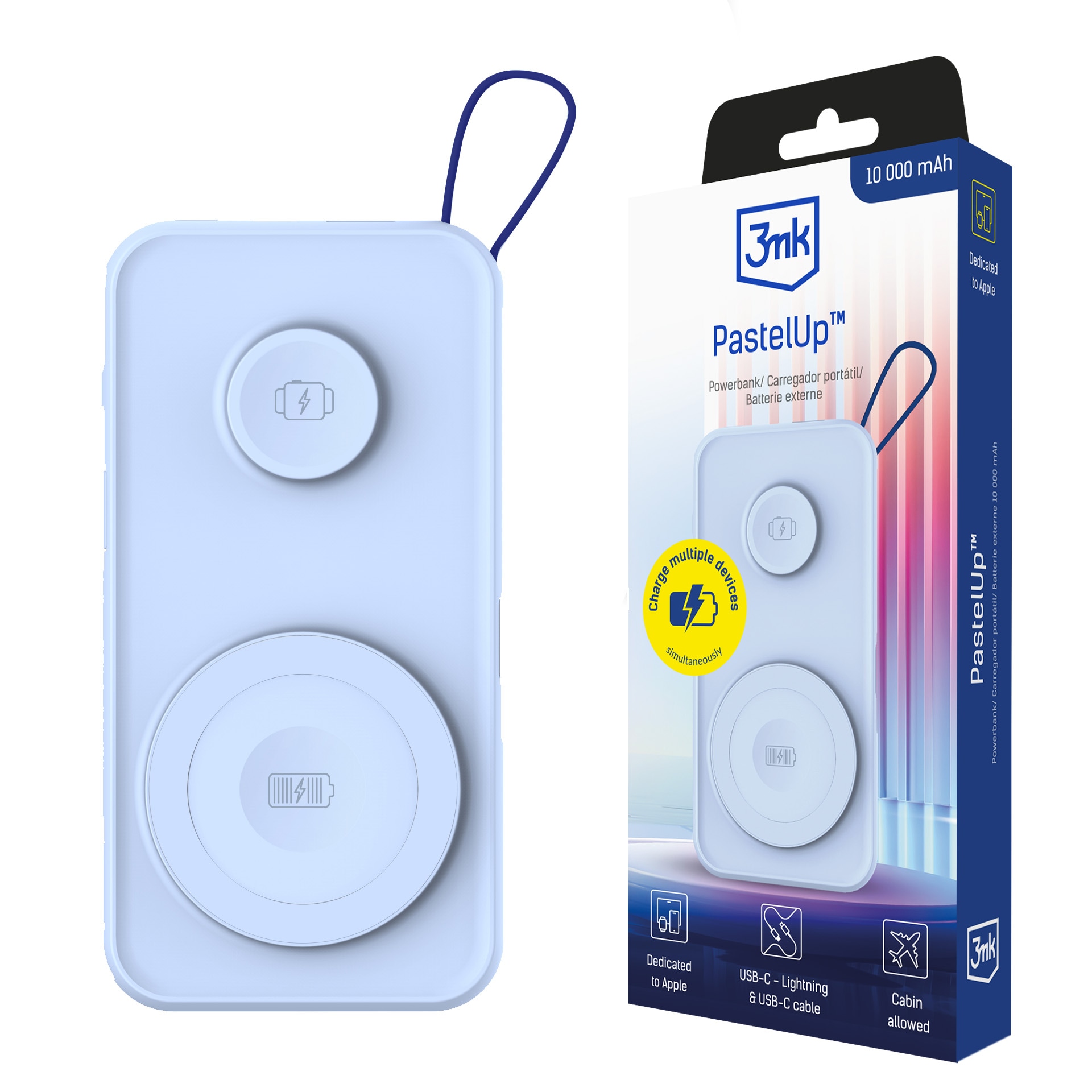 Powerbank 3mk PastelUp 10,000mAh 22.5W USB 1A1C - sininen