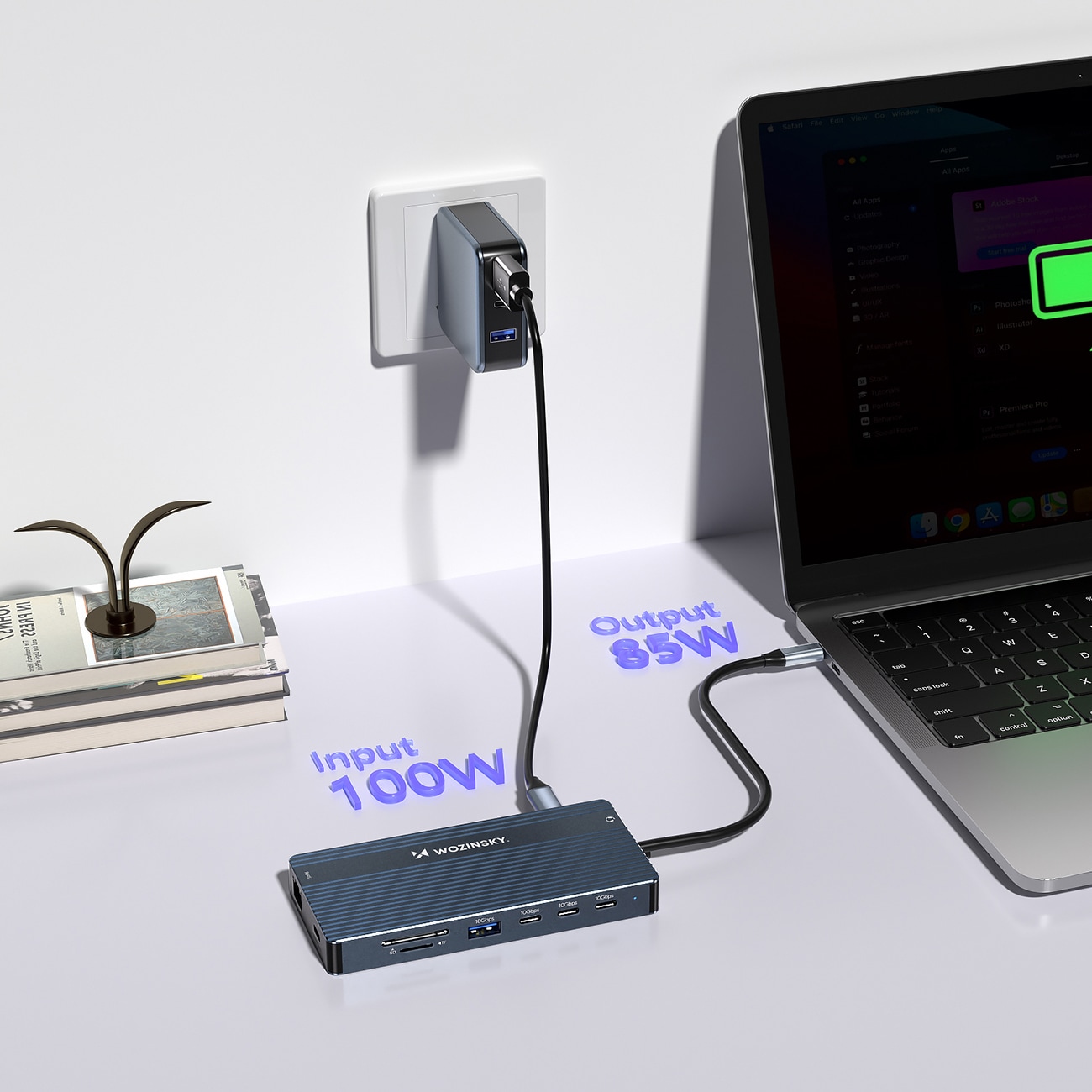 USB-C Hub 14 in 1 Wozinsky WDS03Y5S - alumiini, 4K kolmelle näytölle, 100 W PD, 10 Gbps