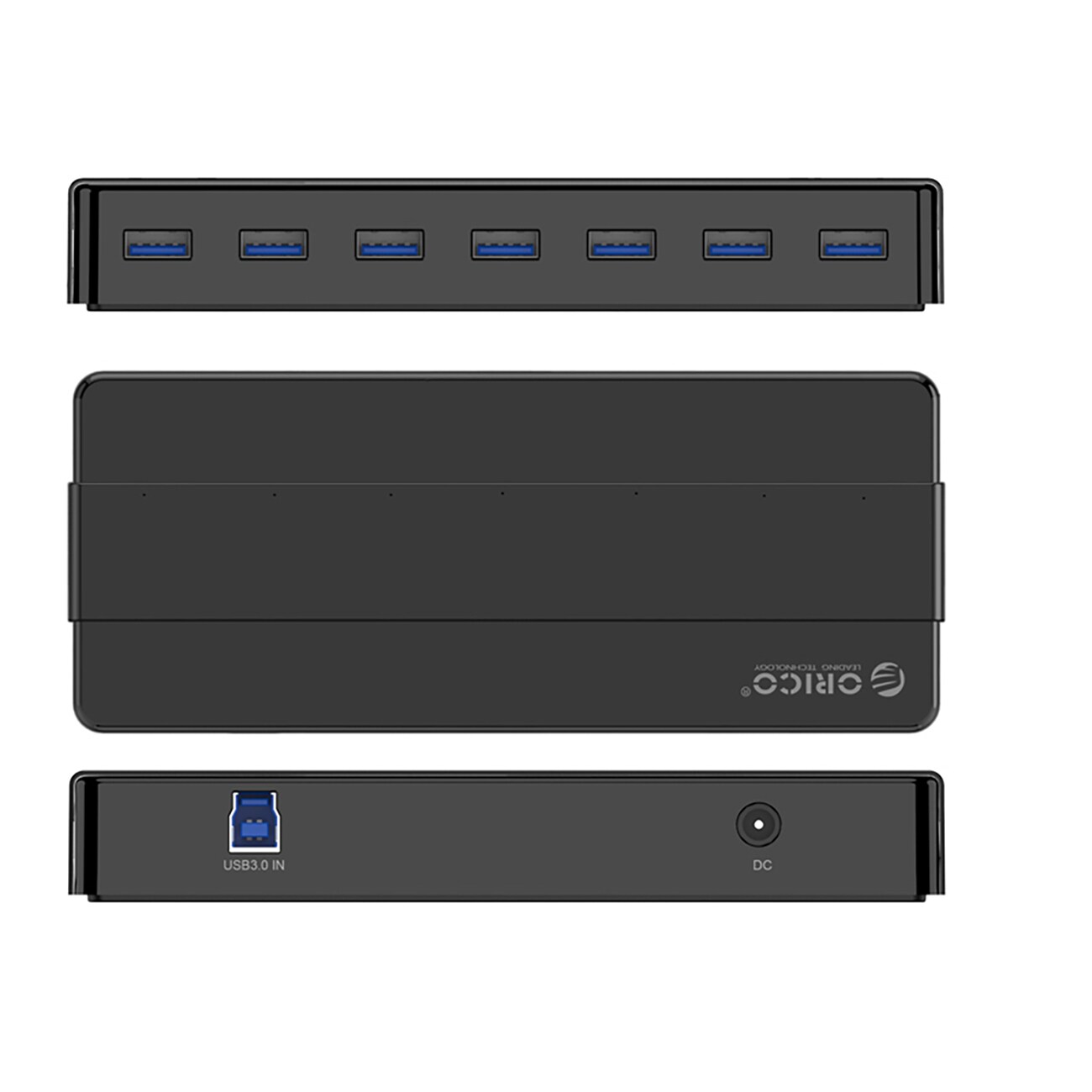 Keskitin Orico H7928-U3-V1 7x USB-A 3.0 - musta