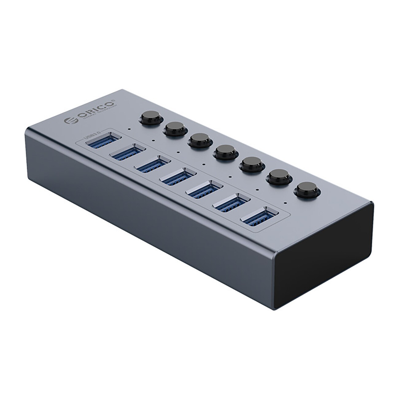 Orico BT2U3-7AB Hub 7x USB-A 3.0 kytkimillä - harmaa