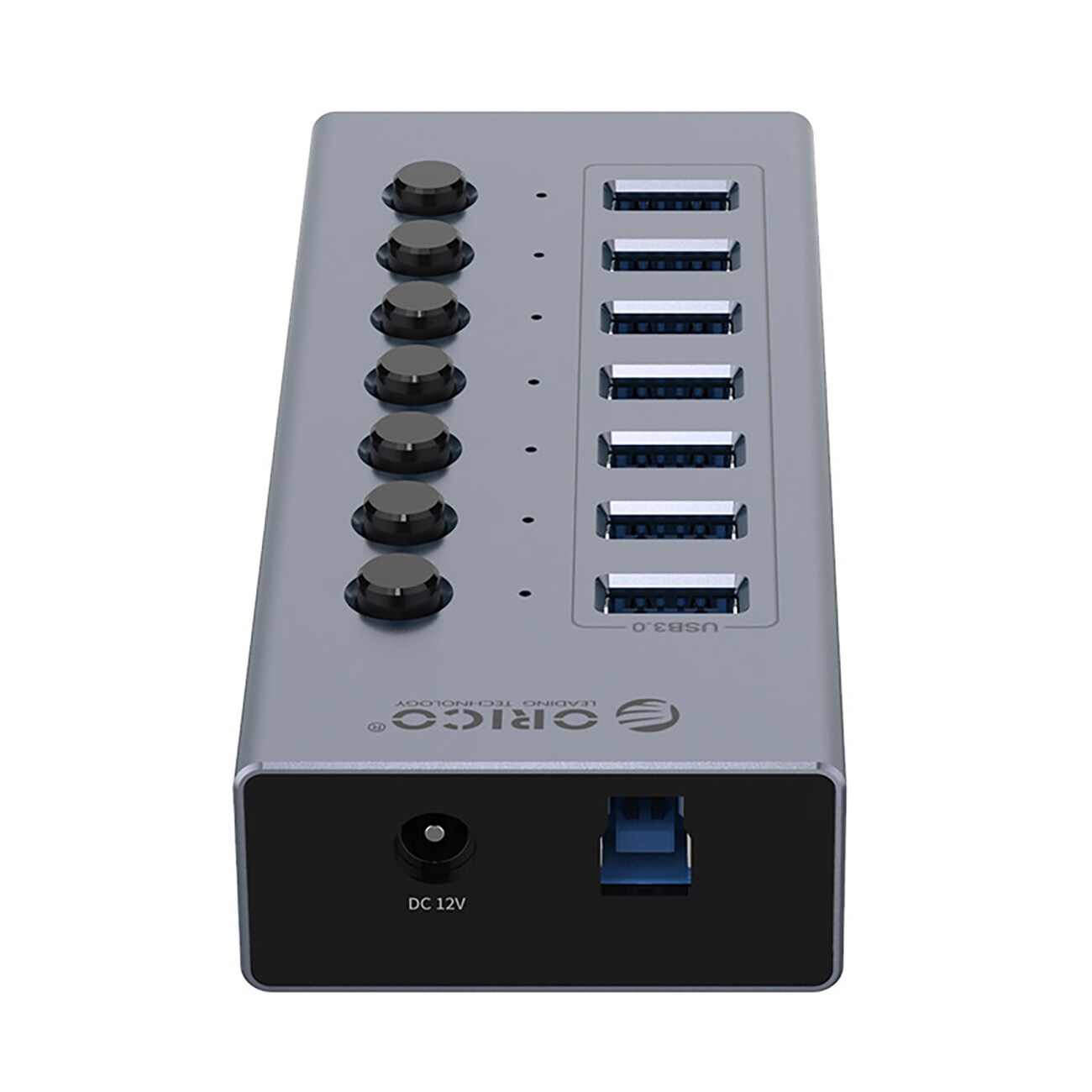 Orico BT2U3-7AB Hub 7x USB-A 3.0 kytkimillä - harmaa