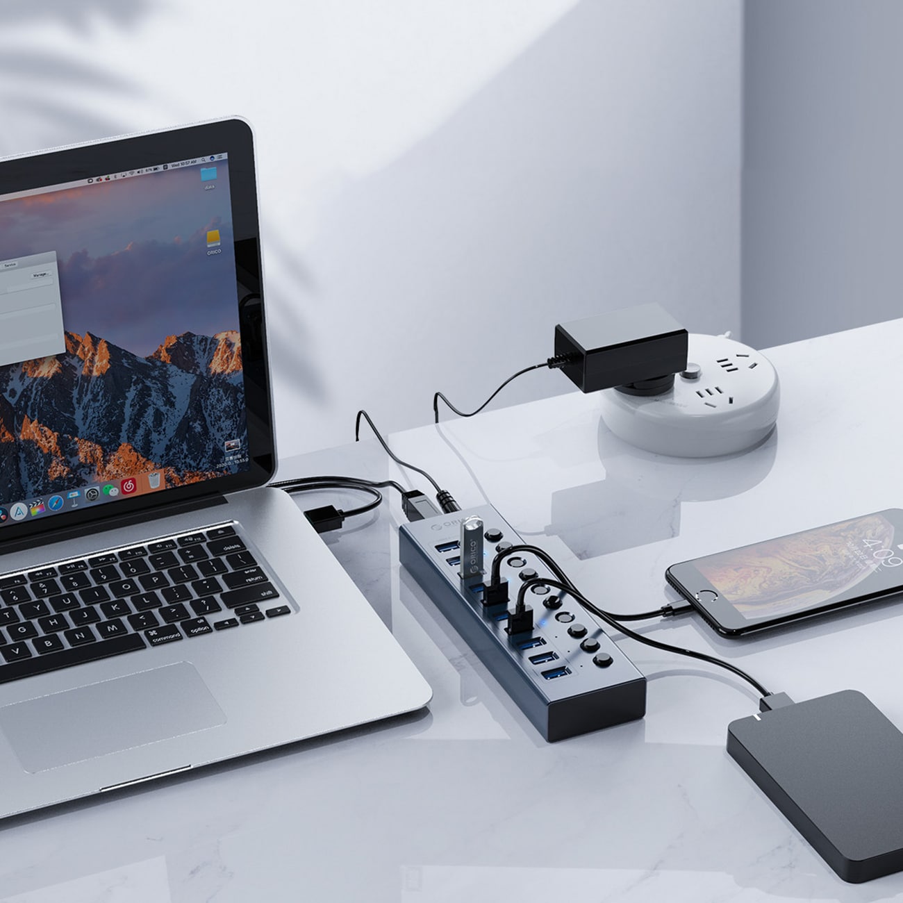 Orico BT2U3-16AB keskittimen 16x USB-A 3.0 kytkimillä - harmaa