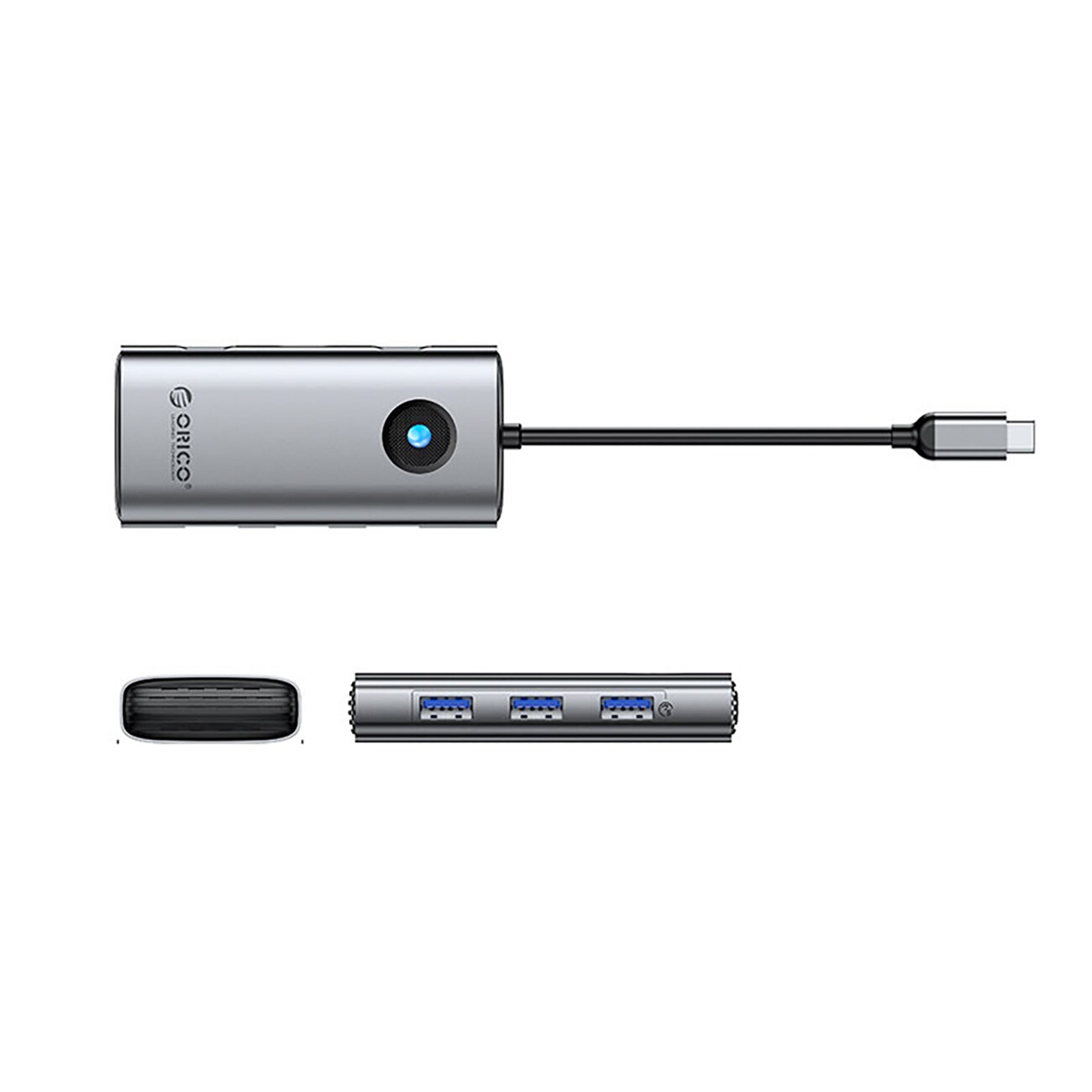 Orico PW11-6P USB-C Hub telakointiasema 3x USB-A 3.0 + 1x USB-C 2.0 + 1x HDMI - Harmaa