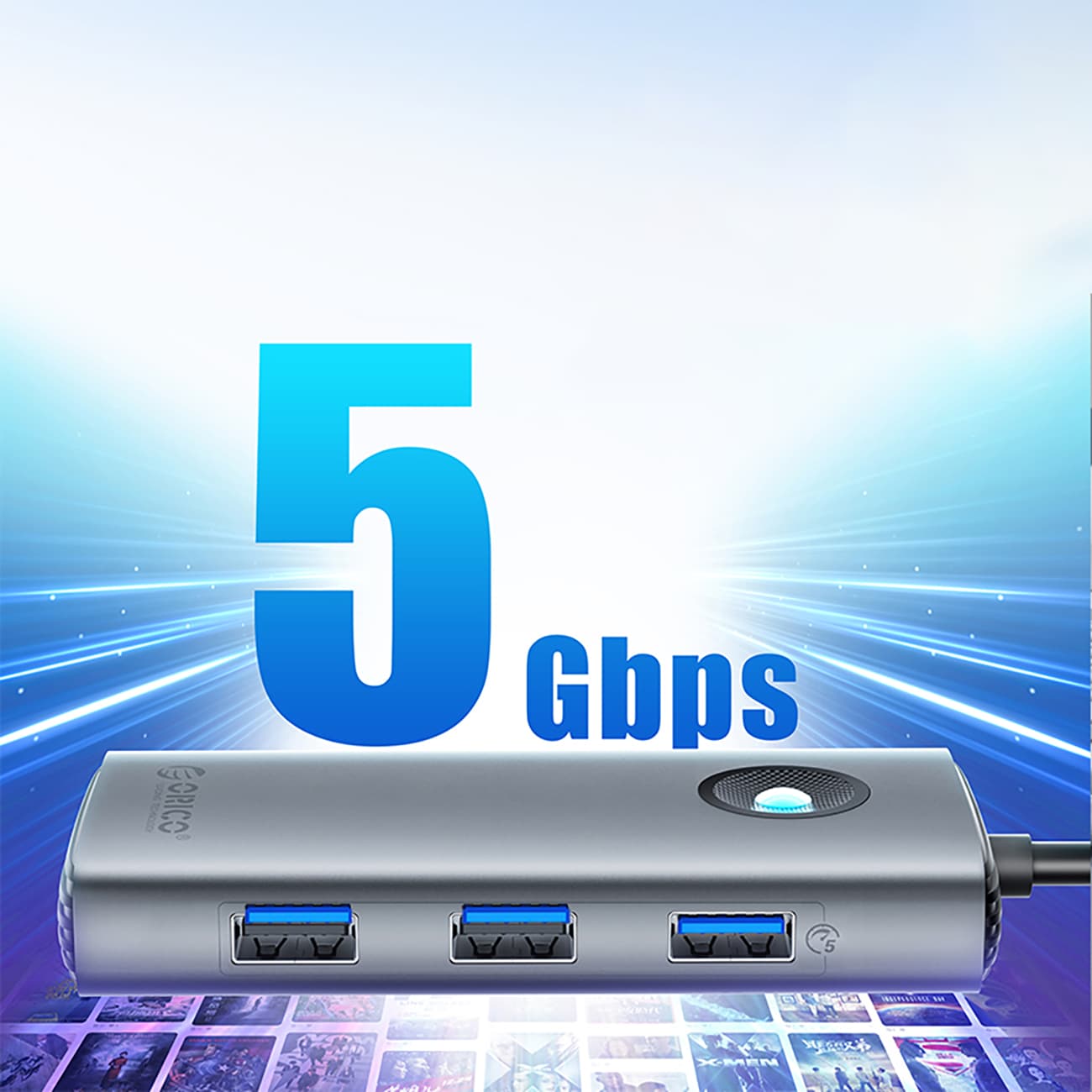 Orico PW11-6P USB-C Hub telakointiasema 3x USB-A 3.0 + 1x USB-C 2.0 + 1x HDMI - Harmaa