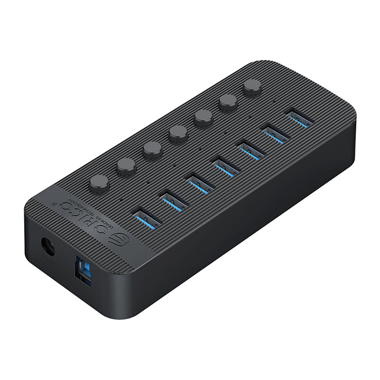 Orico CT2U3-7AB 7x USB-A 3.0 -keskitin kytkimillä - musta
