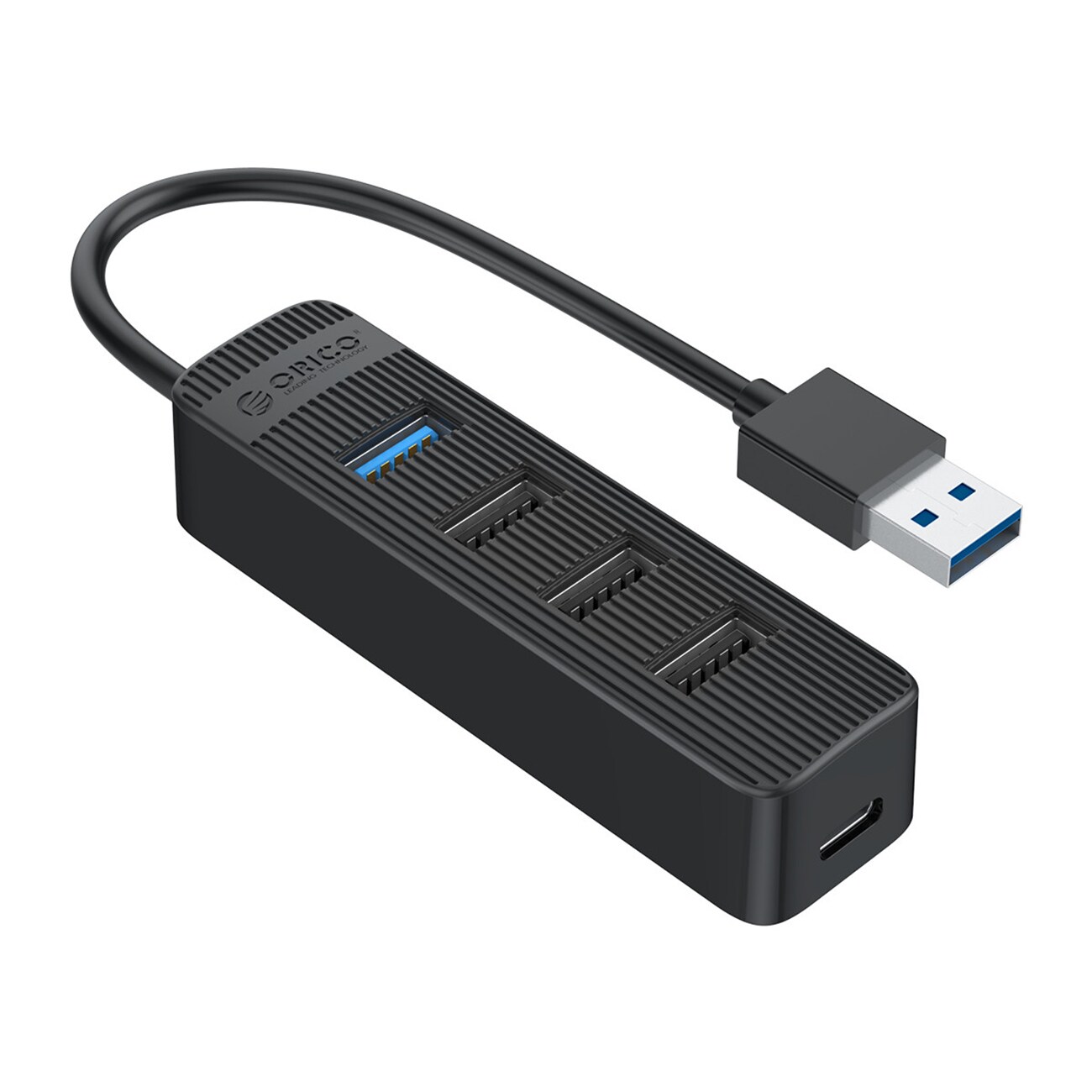Orico TWU32-4A USB-A 3.1 -keskitin / 1x USB-A 3.1 + 3x USB-A 2.0 + USB-C 5V/3A - musta