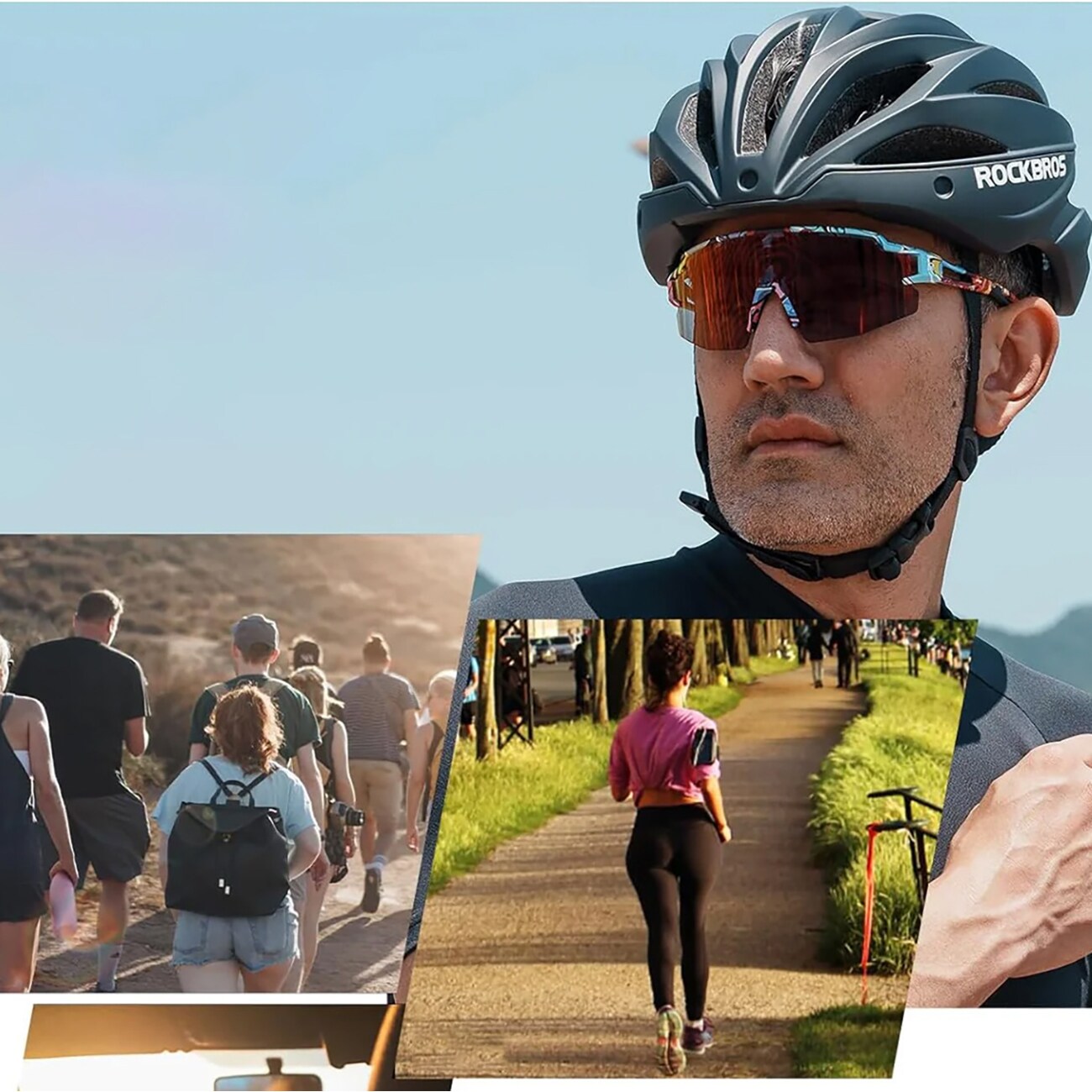 Rockbros Photochromic pyöräilylasit UV-suojauksella ja korjaavalla insertillä - Monivärinen