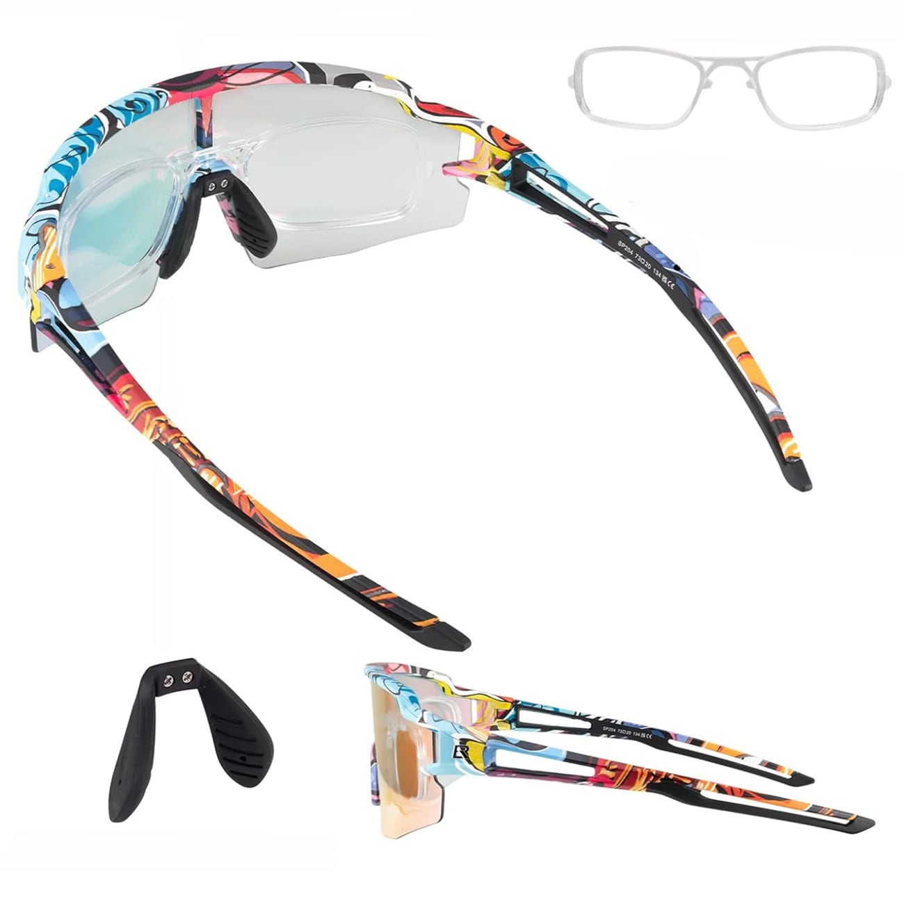 Rockbros Photochromic pyöräilylasit UV-suojauksella ja korjaavalla insertillä - Monivärinen