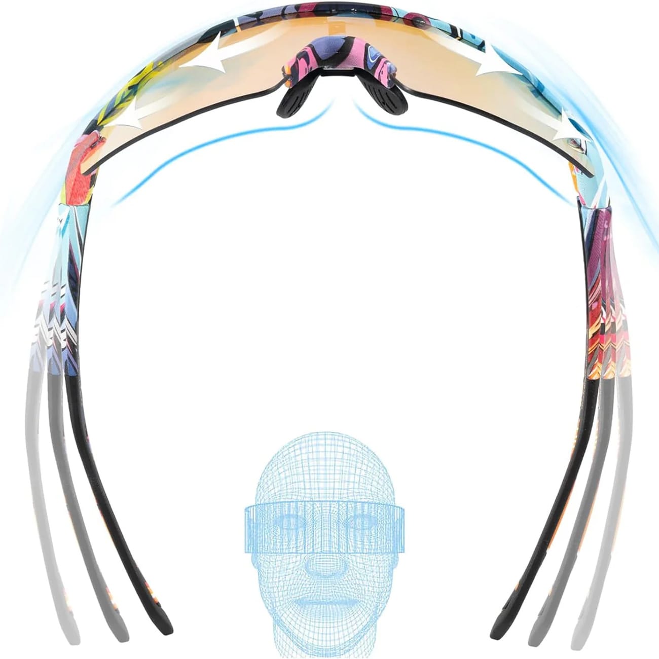 Rockbros Photochromic pyöräilylasit UV-suojauksella ja korjaavalla insertillä - Monivärinen