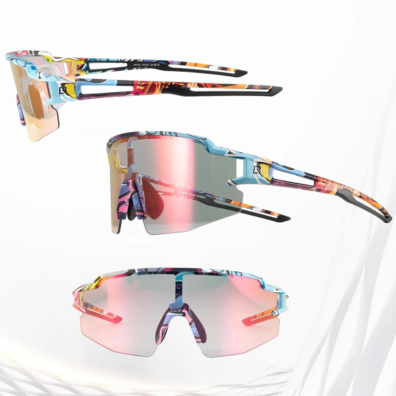 Rockbros Photochromic pyöräilylasit UV-suojauksella ja korjaavalla insertillä - Monivärinen