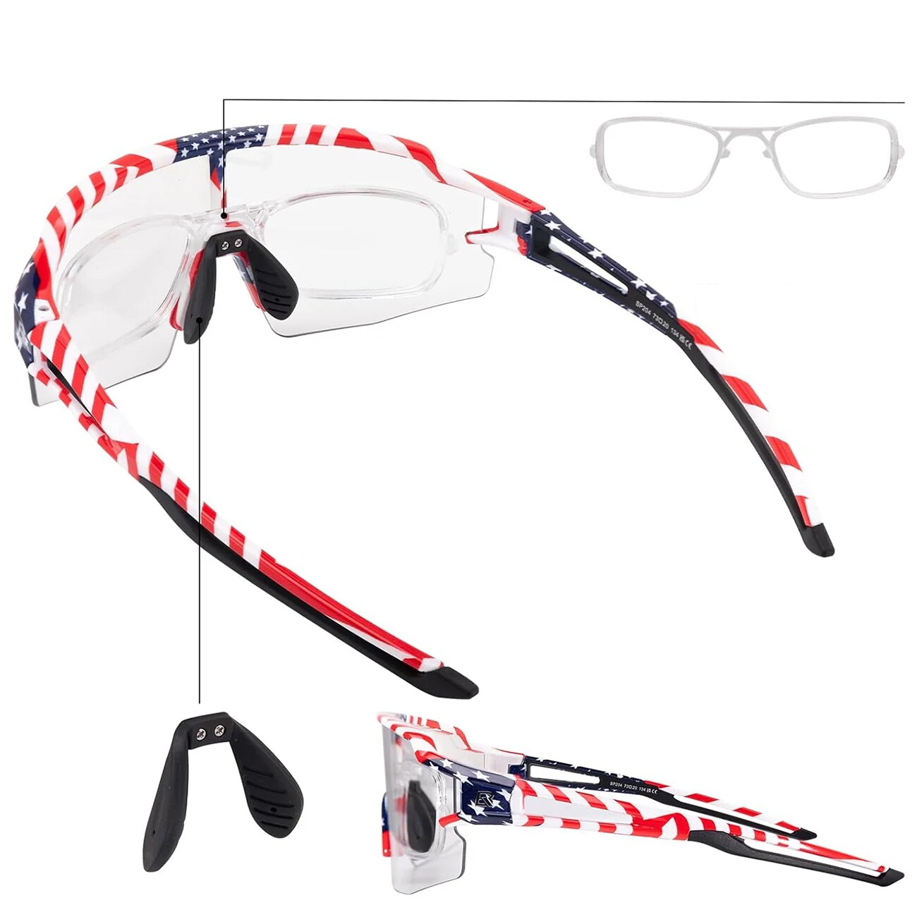 Rockbros Photochromic Pyöräilylasit UV-suojalla ja korjaavalla insertillä - Valkoinen, USA kuvio