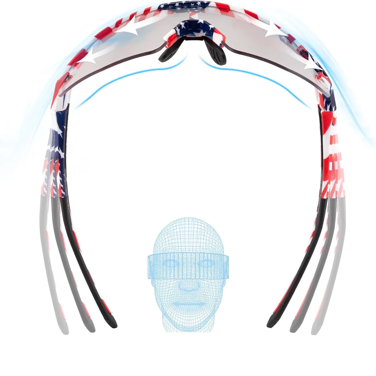 Rockbros Photochromic Pyöräilylasit UV-suojalla ja korjaavalla insertillä - Valkoinen, USA kuvio