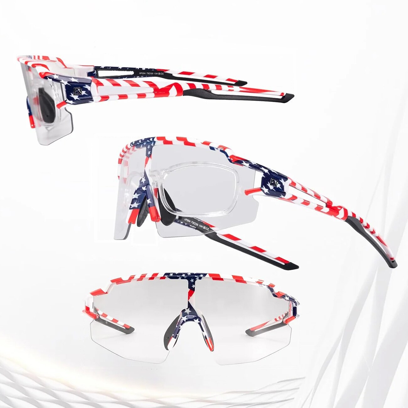 Rockbros Photochromic Pyöräilylasit UV-suojalla ja korjaavalla insertillä - Valkoinen, USA kuvio