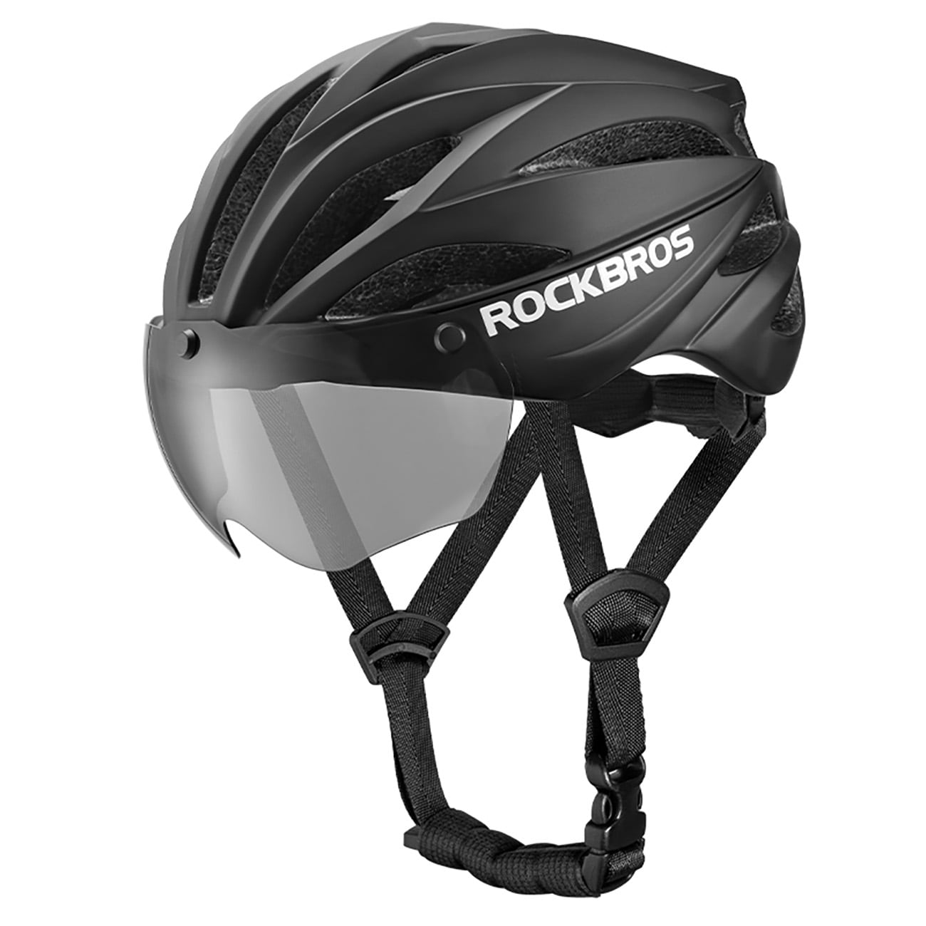 Rockbros pyöräilykypärä visiirillä, irrotettavat UV-suojalasit, Unisex - musta/ruskea