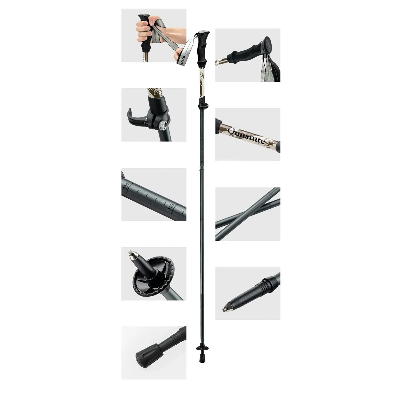 Qunature Nordic Walking vaellussauva Alumiini 110 - 130 cm 1 kpl - Ruskea
