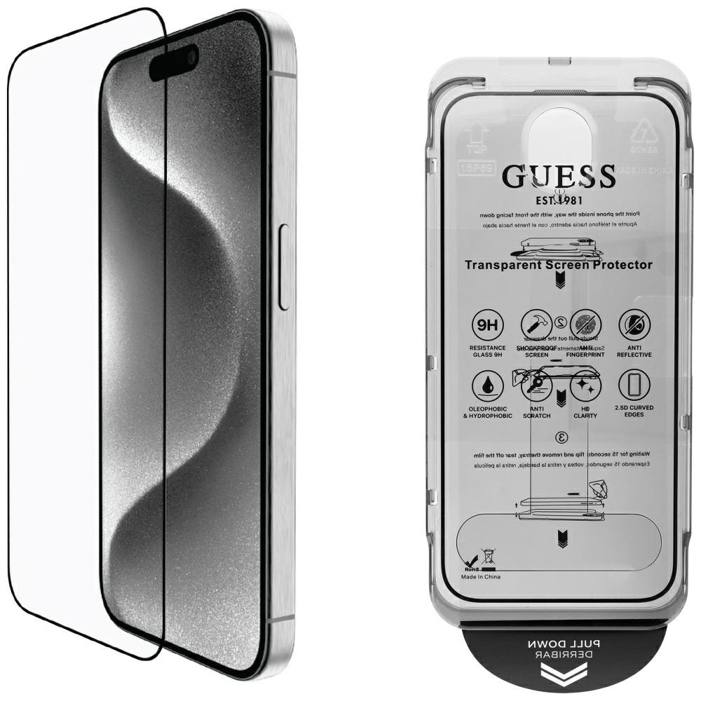 Guess BP Rhinestone 2in1 näytönsuojus ja kameran objektiivisarja iPhone 16 Pro Max - Kulta - Gold