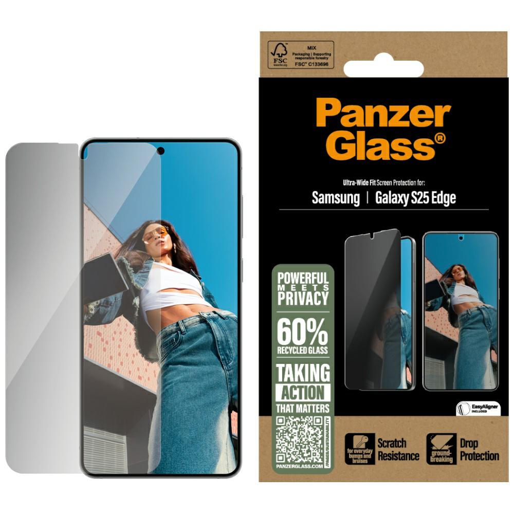 PanzerGlass Erittäin laaja yksityisyyslasi Samsung Galaxy S25 Edge -puhelimelle - Kirkas