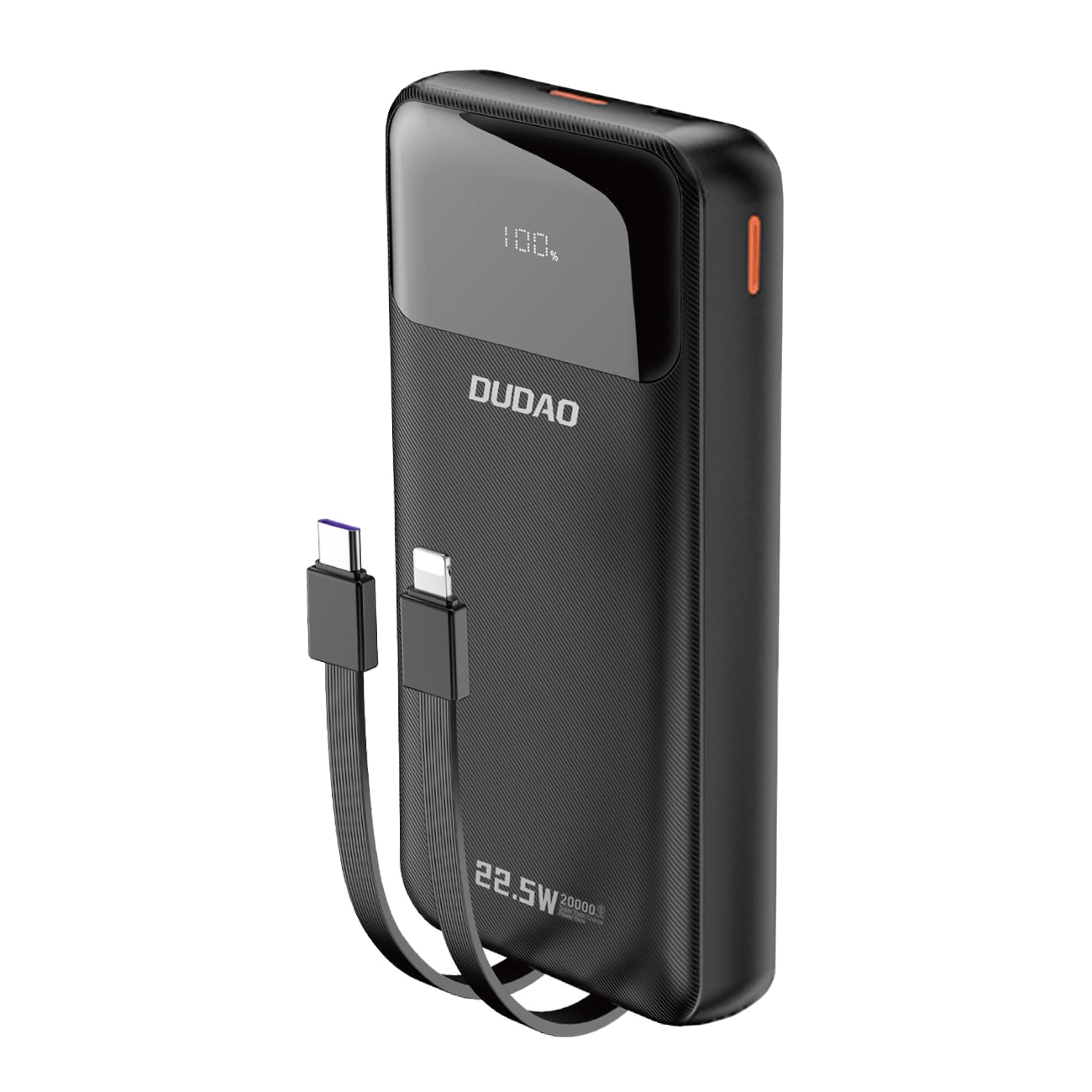 Dudao K15Pro 20000mAh Power Bank 22.5W PD USB-C / USB-A / Built-in Lightning & USB-C Cables - Black