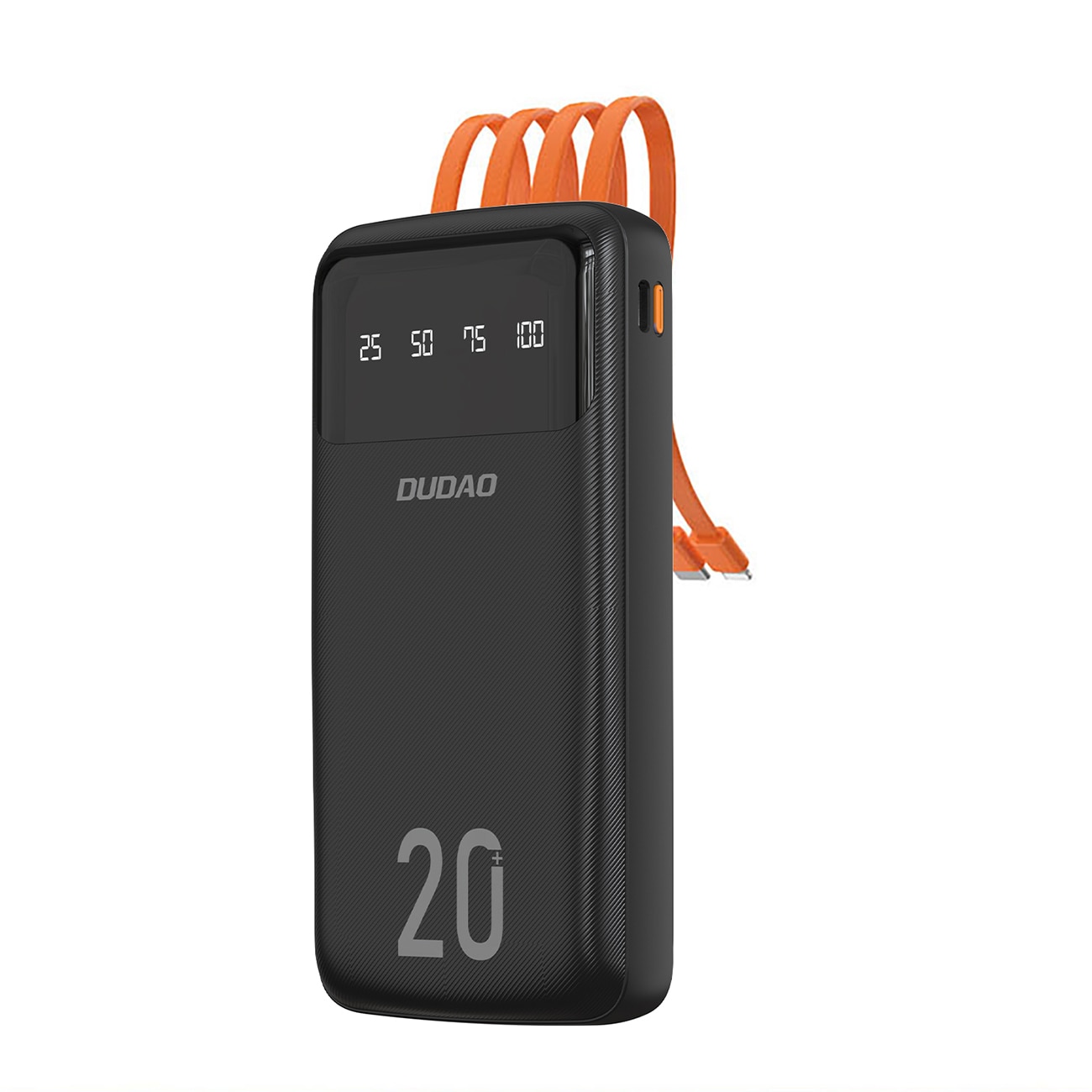 Dudao tehopankki 20000mAh 3 kaapelia (USB-C, micro USB, Lightning) musta (Dudao K6Pro +)