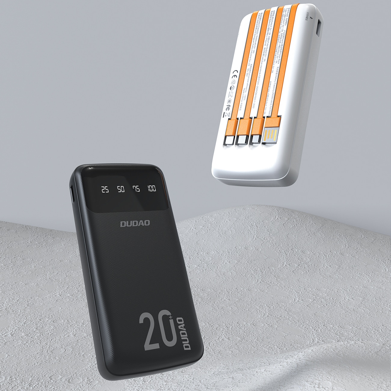 Dudao tehopankki 20000mAh 3 kaapelia (USB-C, micro USB, Lightning) musta (Dudao K6Pro +)