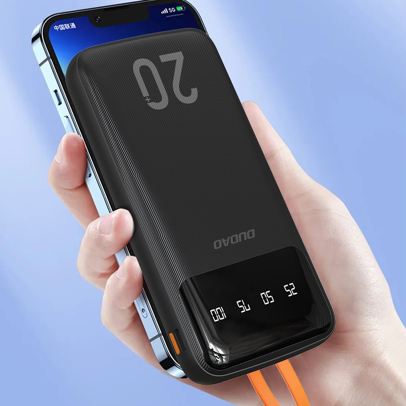 Dudao tehopankki 20000mAh 3 kaapelia (USB-C, micro USB, Lightning) musta (Dudao K6Pro +)