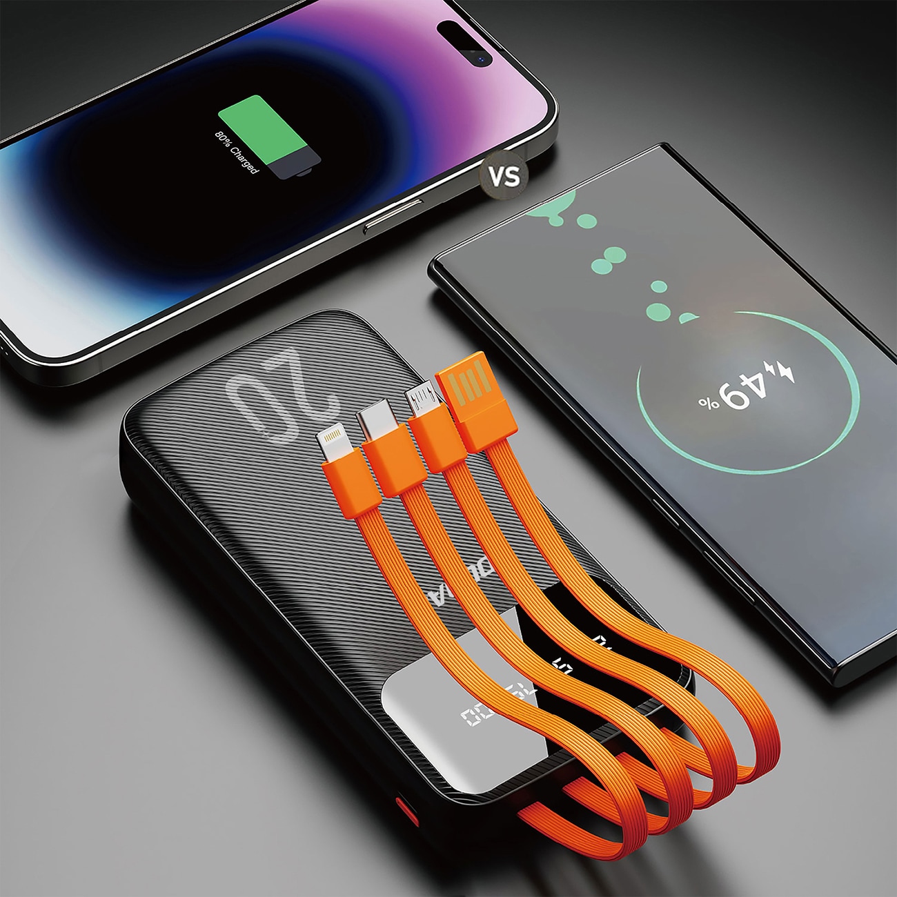 Dudao tehopankki 20000mAh 3 kaapelia (USB-C, micro USB, Lightning) musta (Dudao K6Pro +)