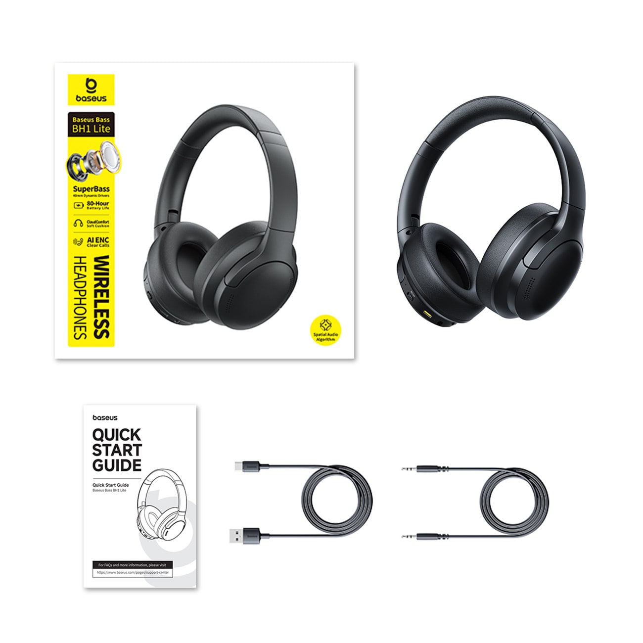Baseus Bass BH1 Lite langattomat Bluetooth 6.0 -kuulokkeet - musta