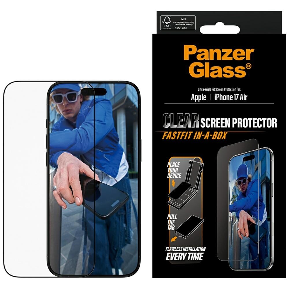 PanzerGlass Ultra-Wide Fit Fastfit karkaistu lasi iPhone Airille