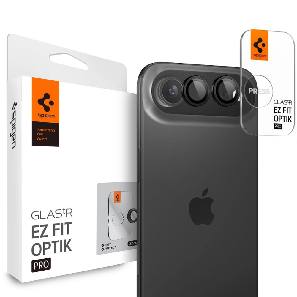 Spigen Optik Pro Glas.tR "EZ FIT" -kamerasuoja 2-pack iPhone Air -kameraan - musta