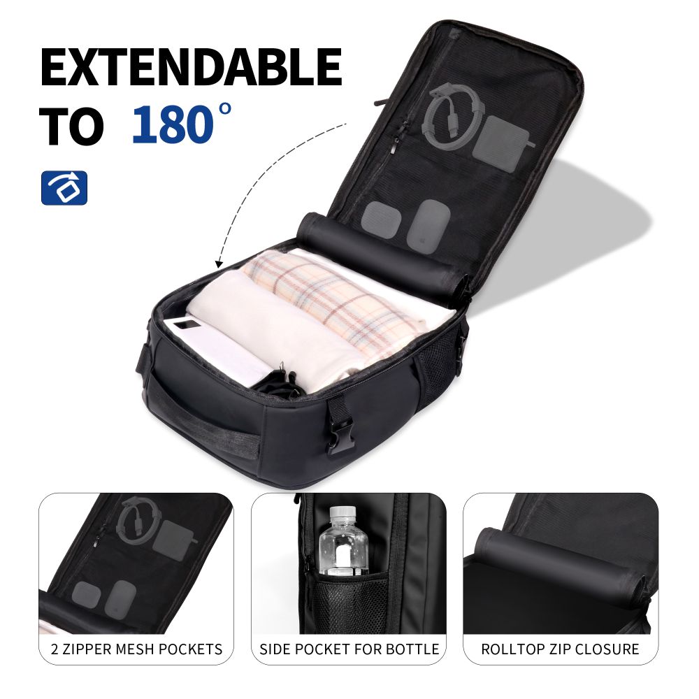 Tech-Protect Defender S50 reppu Ryanairille ja Wizzarille, 20L kannettava tietokone - musta