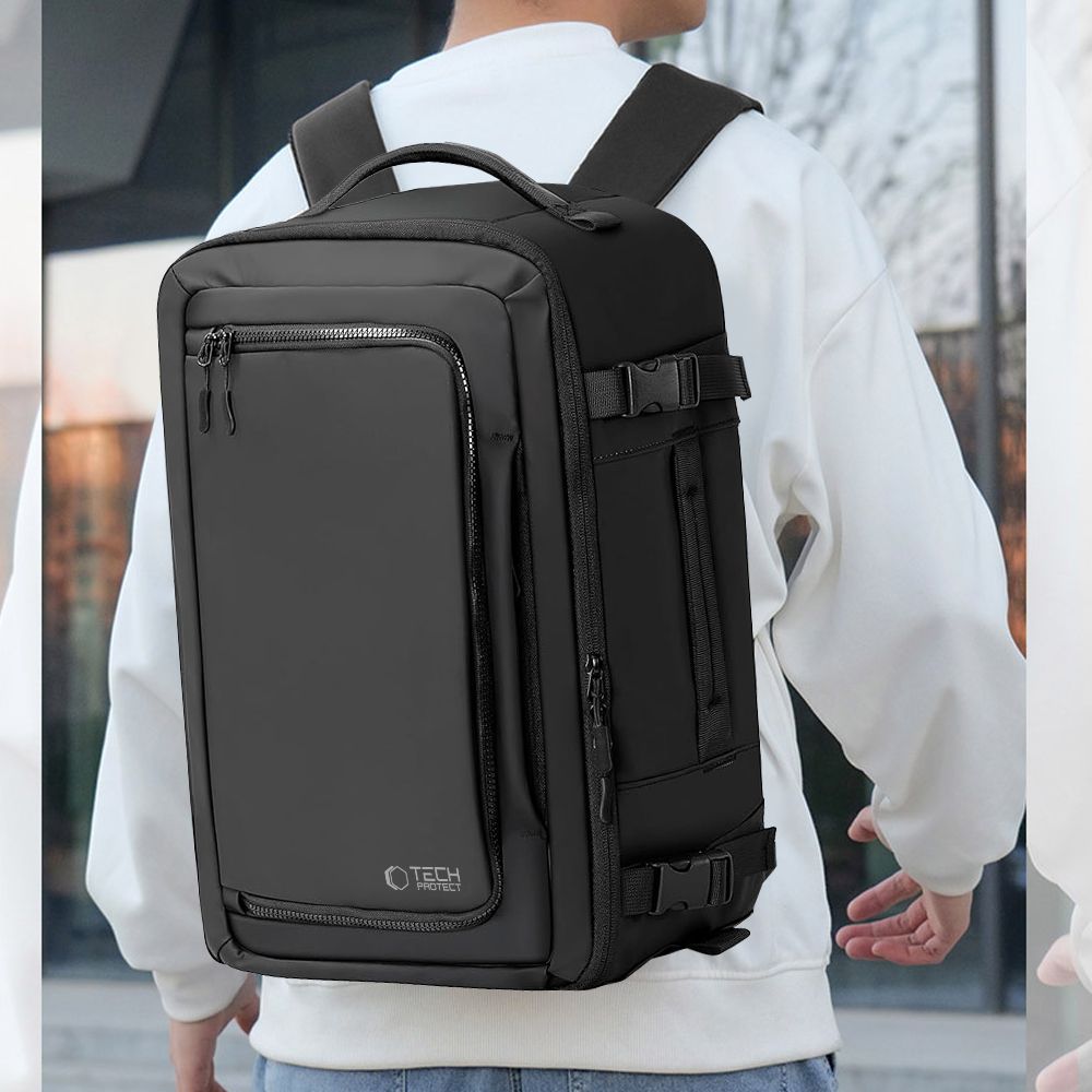 Tech-Protect Defender S50 reppu Ryanairille ja Wizzarille, 20L kannettava tietokone - musta