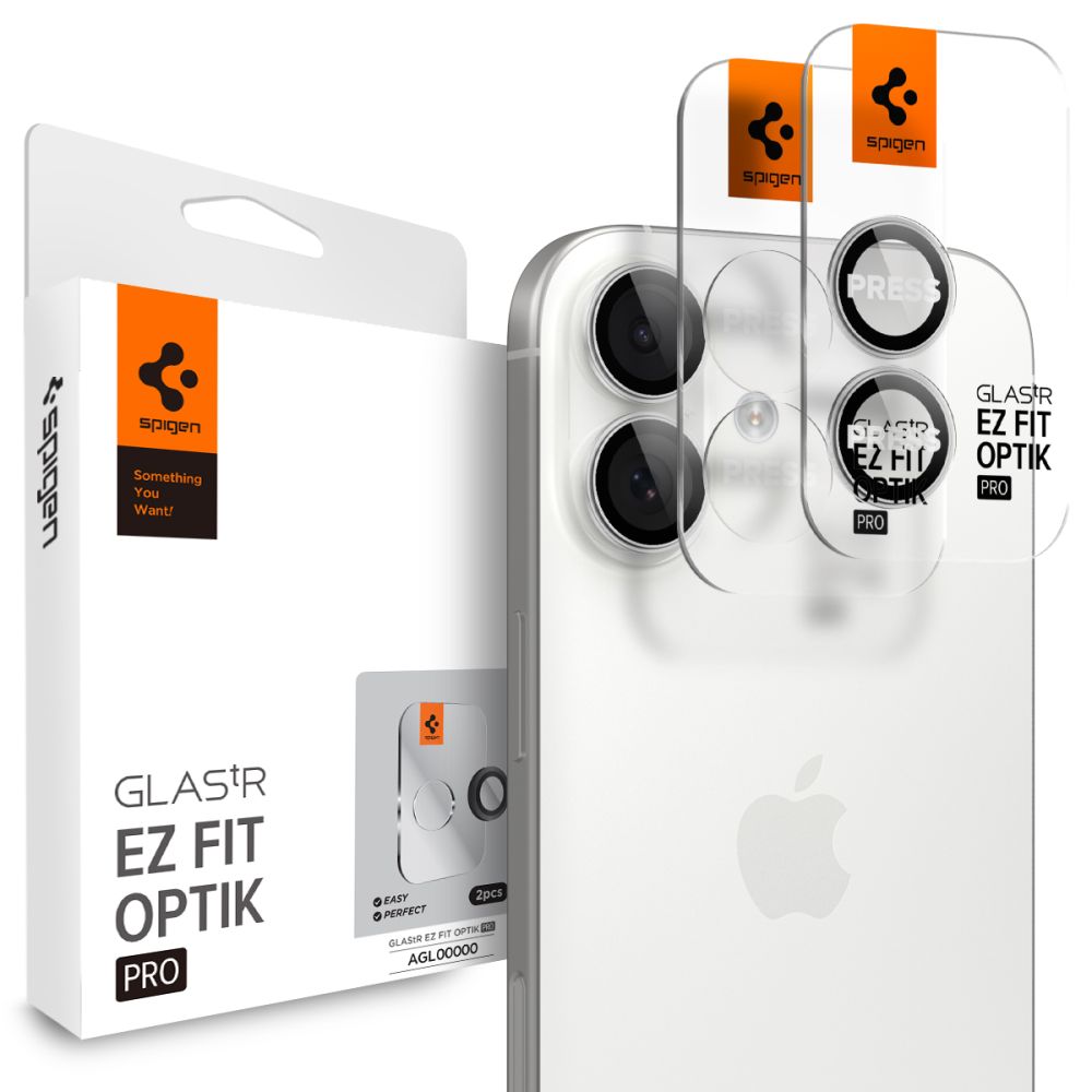 Spigen Optik Pro GLAS.TR "EZ FIT" -kamerasuoja 2-pack iPhone 16 / 16 Plus / 17 - hopeinen