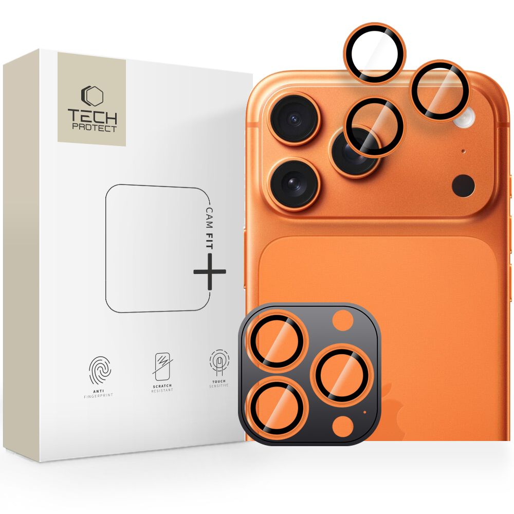 Tech-Protect Camring Fit+ -kamerasuojus iPhone 14/15/16/17 Pro/Max - oranssi
