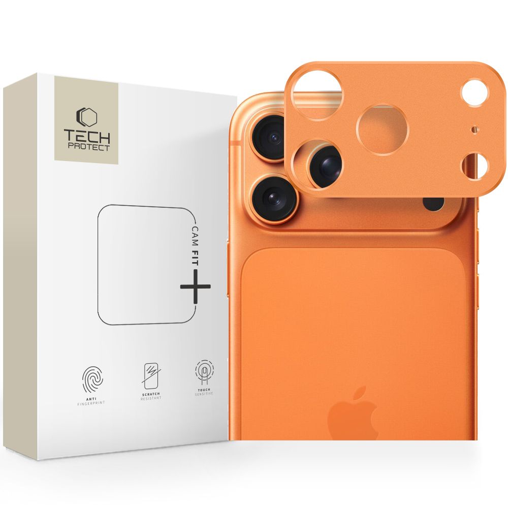 Tech-Protect Camalloy Fit+ -kamerasuojus iPhone 17 Pro:lle - oranssi